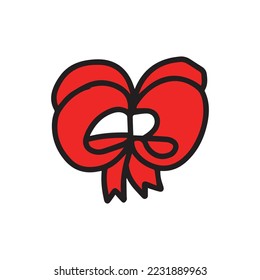 Christmas Element candy, ribbon, arrow, badge .Sign Christmas element. Outline vector collection.