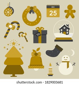 Weihnachtselementkollektion in flachem Design, Vektorgrafik