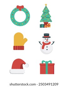 Christmas element collection on white background stock illustration