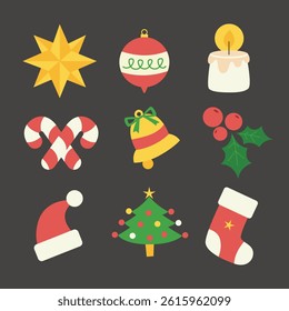 Christmas element Collection Set in isolated background