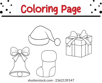 Christmas element coloring page. Merry Christmas Black and white vector illustration for coloring book.