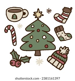 elemento navideño lindo doodle estilo plano