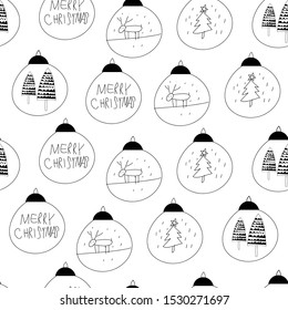 Christmas element decorations hand drawn  in doodles style.Seamless pattern ,background,wrapping paper.

