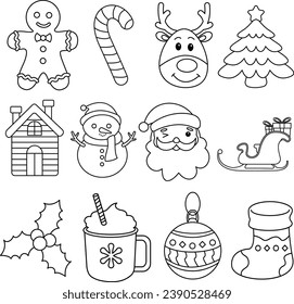 Christmas Element, Christmas decorations, Christmas Heart Items, Doodles Heart, Christmas Pattern Heart, Noel, Santa Claus, Santa's sleigh svg