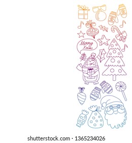 Christmas element in doodle kids drawing style. Vector pattern.