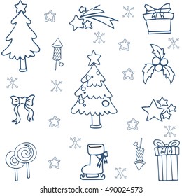Christmas element doodle on white backgrounds vector art