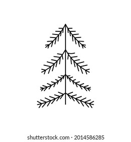 Christmas element. FirTree hand drawn isolated on white background. Handwritten Vector illustration