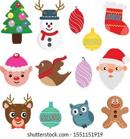 christmas element icon flat style vector illustration