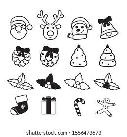 Christmas element icon set, line style