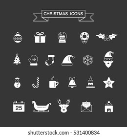 Christmas element icons for designs postcard, invitation, poster and others. Vector illustration