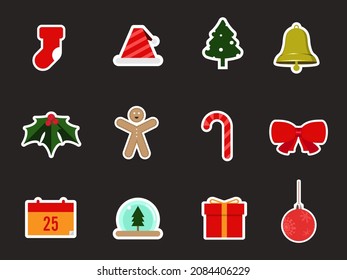 Christmas element icons set style. icons set isolated vector illustration.