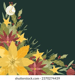 Fondo del marco de las ilustraciones de elementos de Navidad
