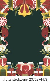 Fondo del marco de las ilustraciones de elementos de Navidad