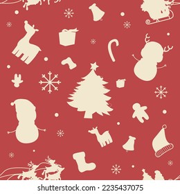Christmas element on a red background pattern