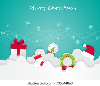 Christmas Element On Sky and Greeting Card Background Illustration