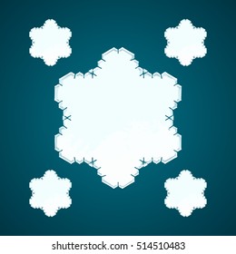 Christmas element: opaque crystal snowflakes on a dark turquoise background.