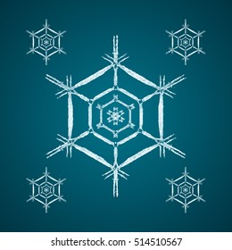 Christmas element: opaque crystal snowflakes on a dark turquoise background.