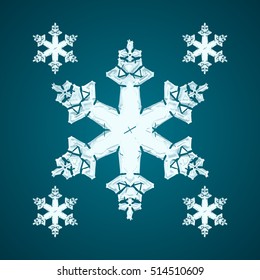 Christmas element: opaque crystal snowflakes on a dark turquoise background.
