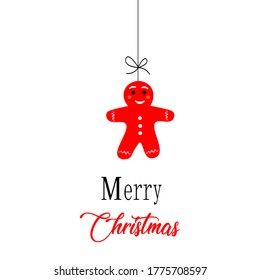 christmas element, ornament hanging red isolated background vector illustration	