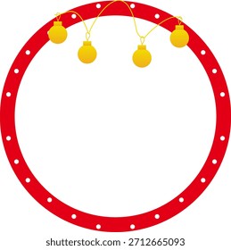 Navidades elemento de forma redonda fondo rojo y bola colgante