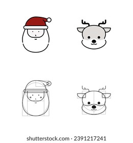 Christmas element of santa claus and reindeer icon.