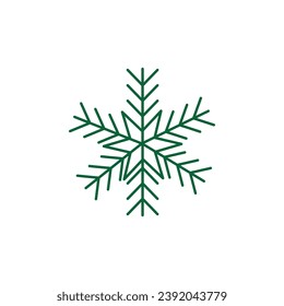 Elemento navideño del set en diseño de dibujos animados planos. El copo de nieve con un diseño minimalista capta la elegancia y la maravilla de la nevada durante las vacaciones. Ilustración vectorial.
