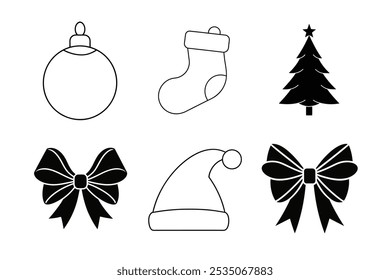 Elemento de Natal conjunto ilustração sobre fundo branco 