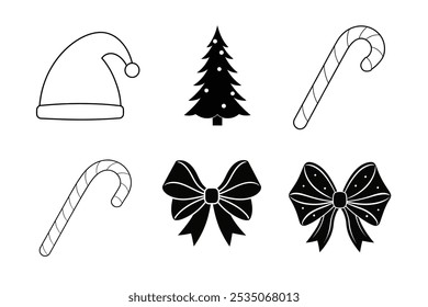 Navidades elemento conjunto ilustración sobre fondo blanco 