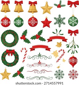christmas element set vector illustration