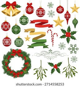 ilustração de vetor de conjunto de elementos de natal