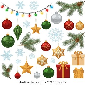 christmas element set vector illustration