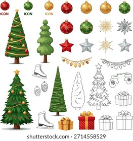 Conjunto de elementos de Navidad Ilustración vectorial