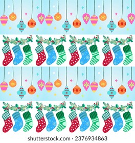christmas element and sock pattern background