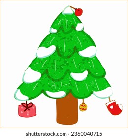elemento navideño con oso de peluche y árbol de navidad.
