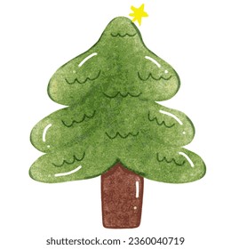 Weihnachtselement mit Teddybär und Weihnachtsbaum.