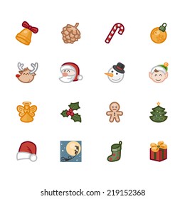 christmas element vector color icon set on white background 