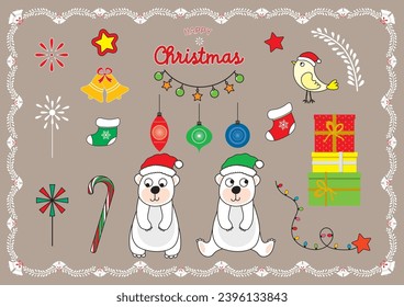 Christmas element Vector and Graphic design of christmas full Colors