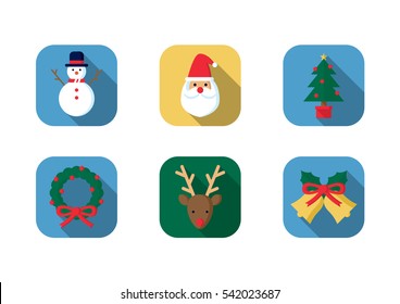 christmas element vector icons, color illustration