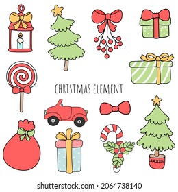 Christmas element,gift box and christmas tree illustration. 