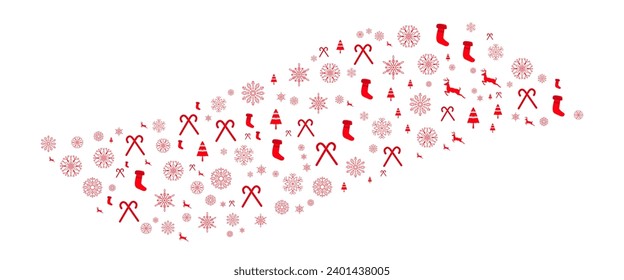 Christmas elements border flow isolated on white background