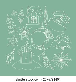 Christmas elements by hand, Merry Christmas in vintage style.
