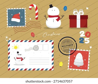 christmas elements clip art for postcard