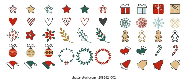 Christmas elements collection. Christmas set icons. Stock vector design