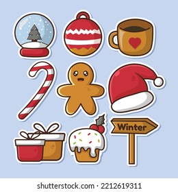 christmas elements collection set vector hand draw style
