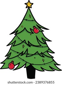 Christmas elements. Colorful illustration in flat vector cartoon style.