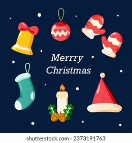 christmas elements, decorations. vector and illustration