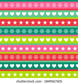 Christmas elements design striped pattern.