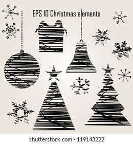 Christmas elements / Easy instant custom color, vector illustration