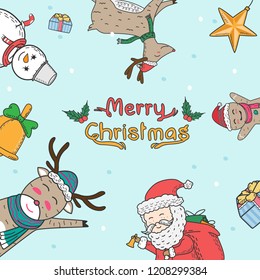 Christmas elements freehand drawn cartoons. Doodle style. Illustration vector