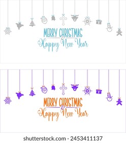 christmas elements for gift card, background, backdrops, wallpaper (blue - orange)